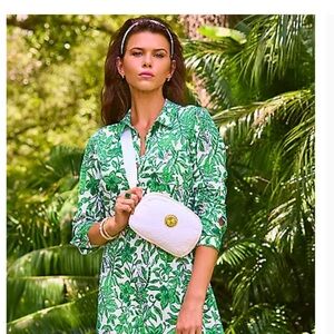 Lilly Pulitzer White Dress with Tropical-Inspired Design